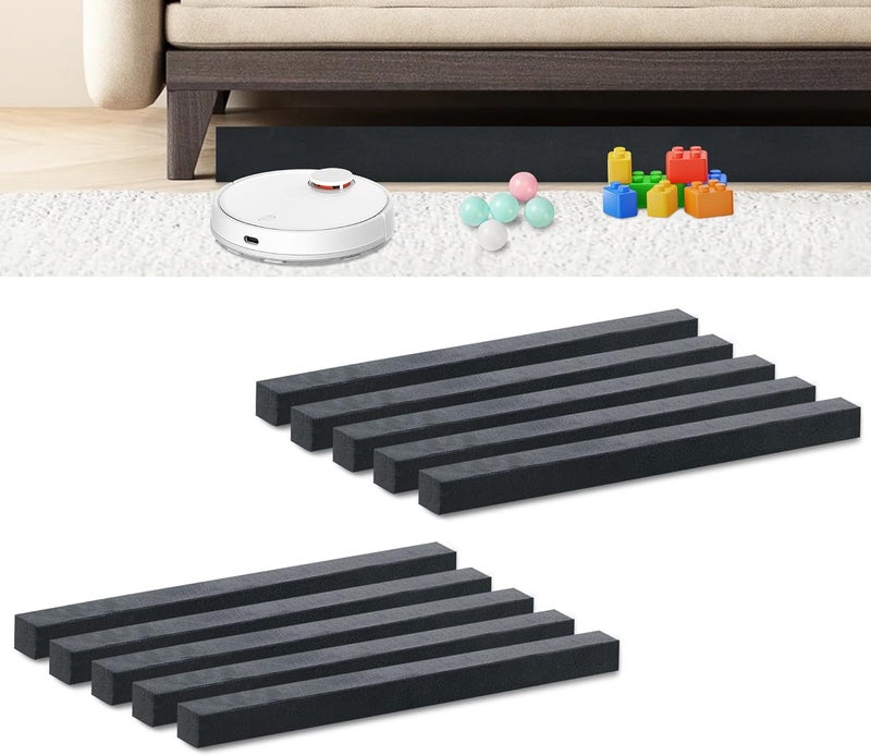 GRETMIX 10 قطع حواجز تحت الأريكة، 17" طول × 1.2" ارتفاع إسفنجية تحت الأثاث مع لاصق قوي، تمنع الأشياء من الدخول تحت الأريكة أو السرير للحيوانات الأليفة والألعاب سهلة التركيب - Image 1